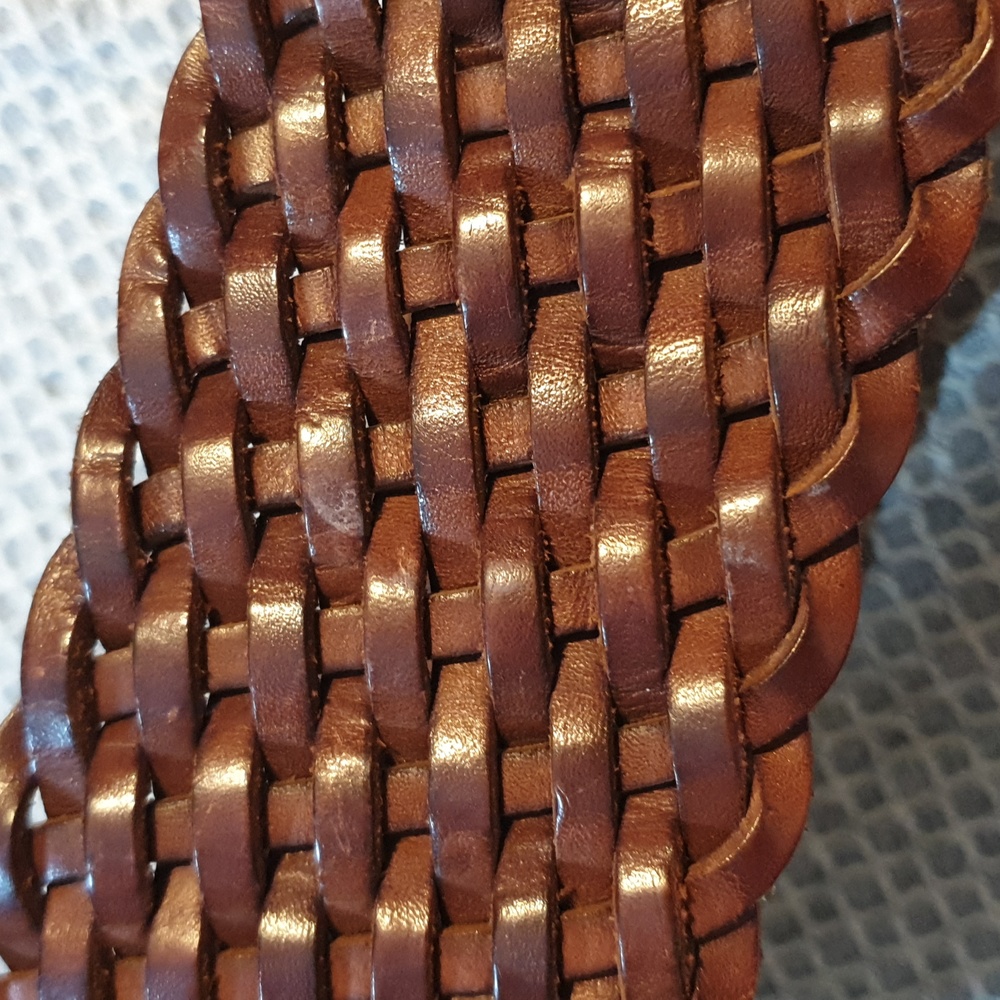 VGC Vintage Abercrombie & Fitch double woven wide leather belt, 34-36 inch waist - Picture 5 of 12